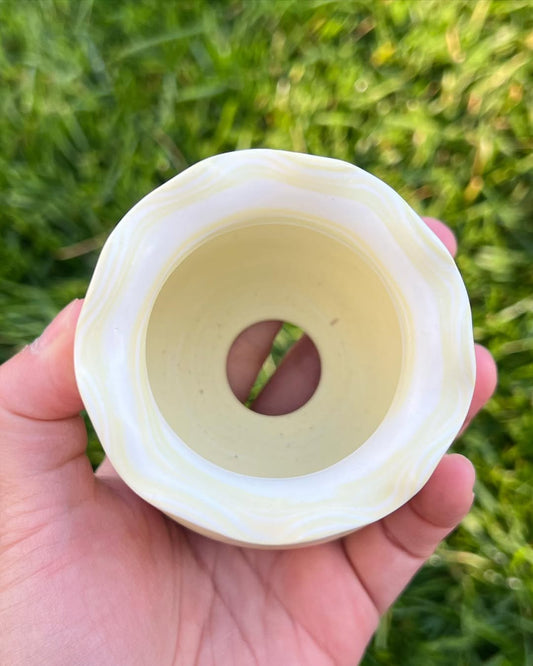 July Classic Lime Whip Swirl Wavy Rim Flat Bottom Planter