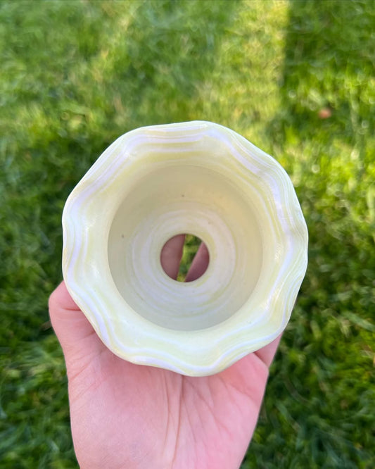July Classic Matcha Latte Swirl Wavy Rim Flat Bottom Planter