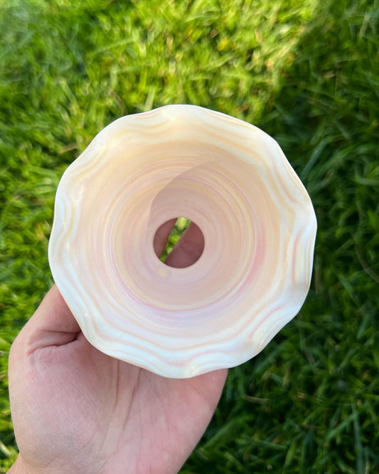 July Classic Buttercream Swirl Wavy Rim Flat Bottom Planter