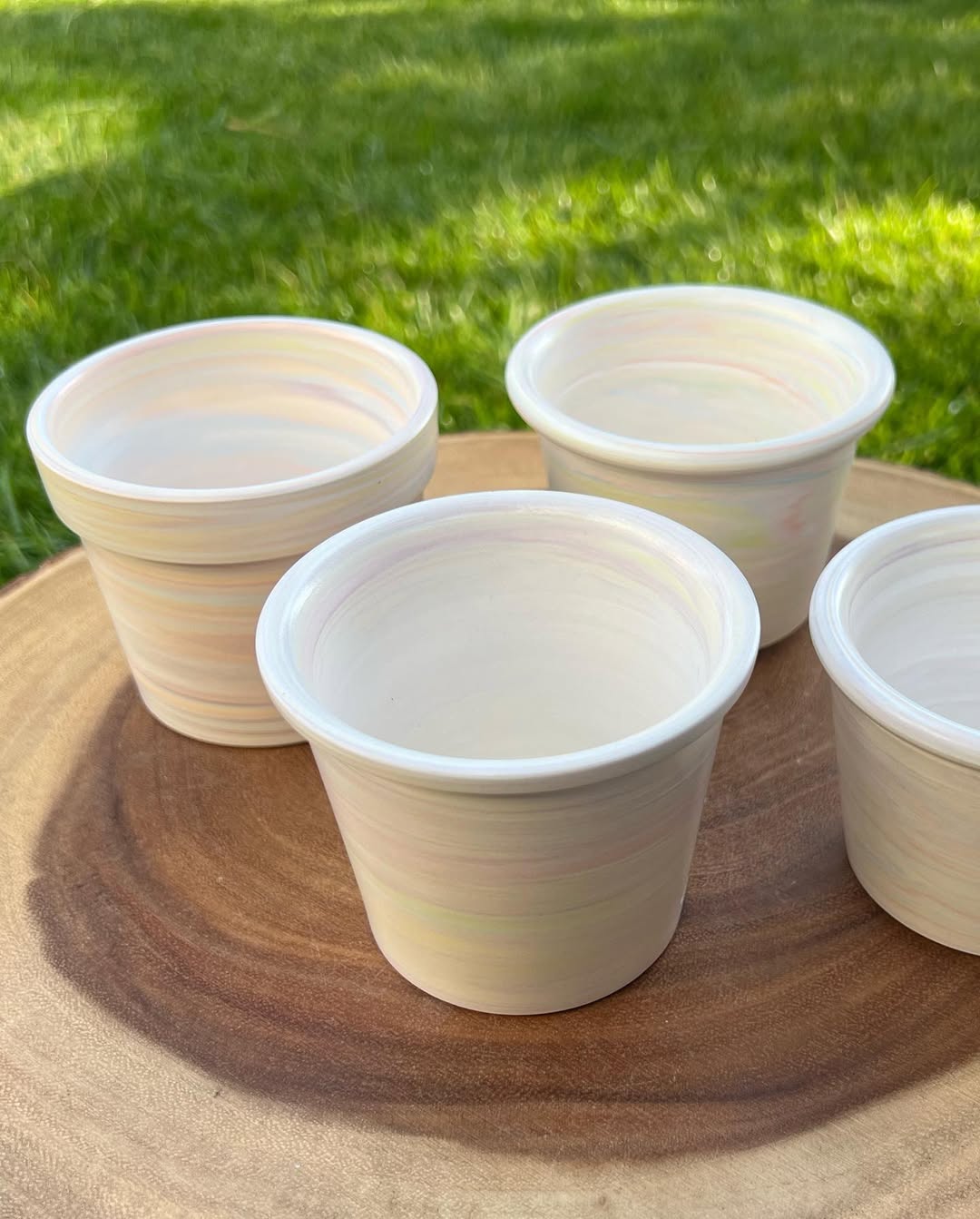 July Classic Soft Rainbow Swirl Planter