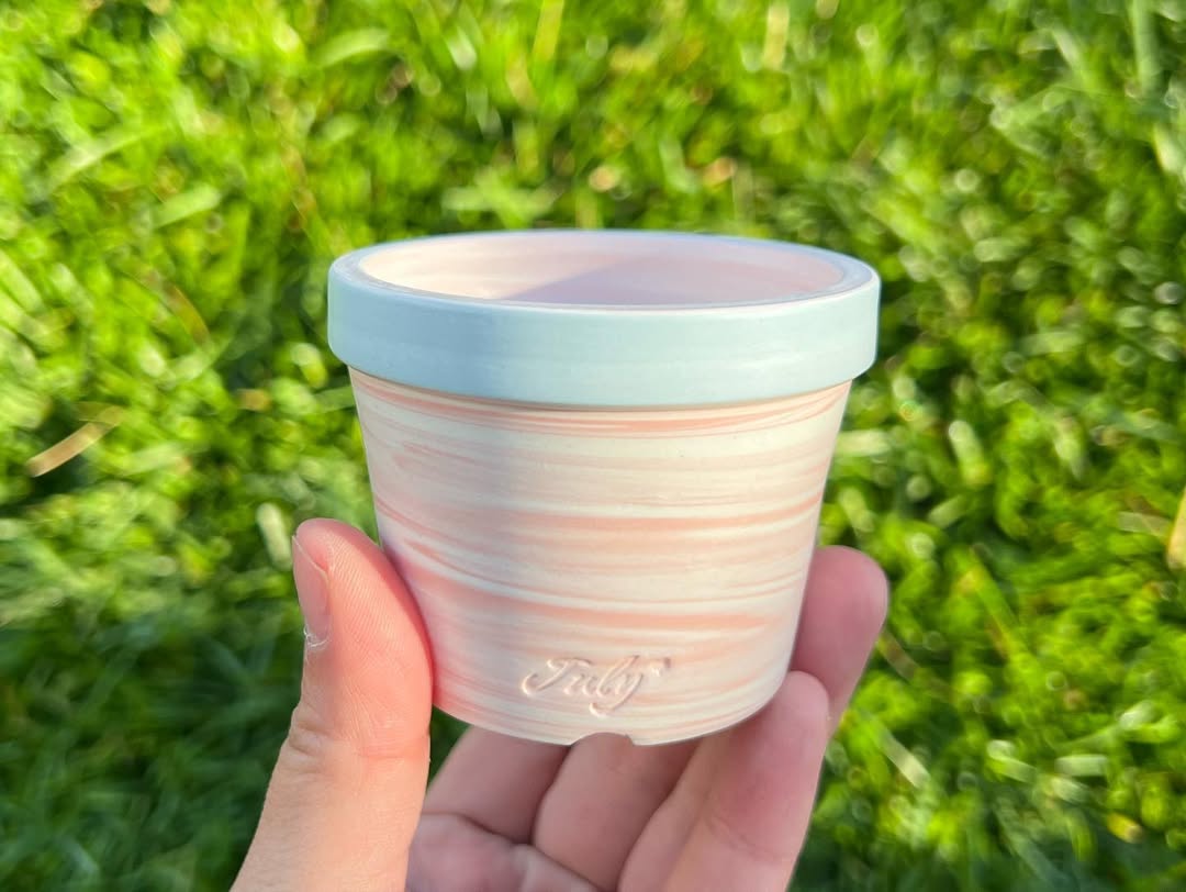July Classic Pastel Marbled Swirl Mini Planter