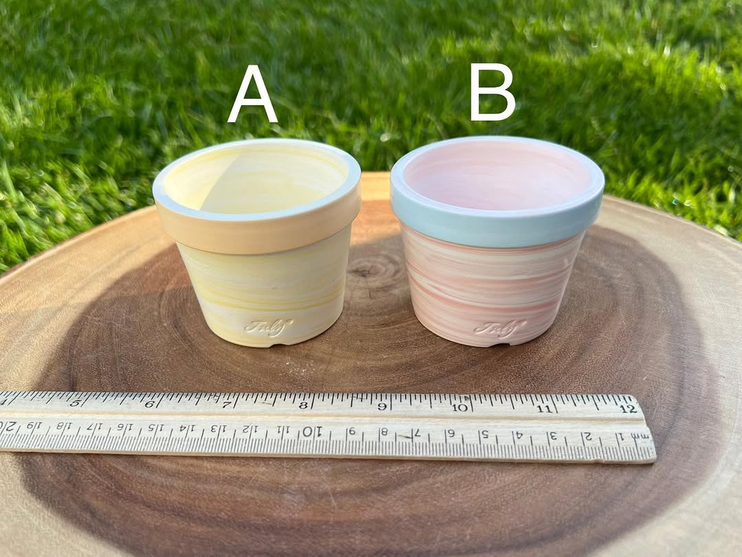July Classic Pastel Marbled Swirl Mini Planter