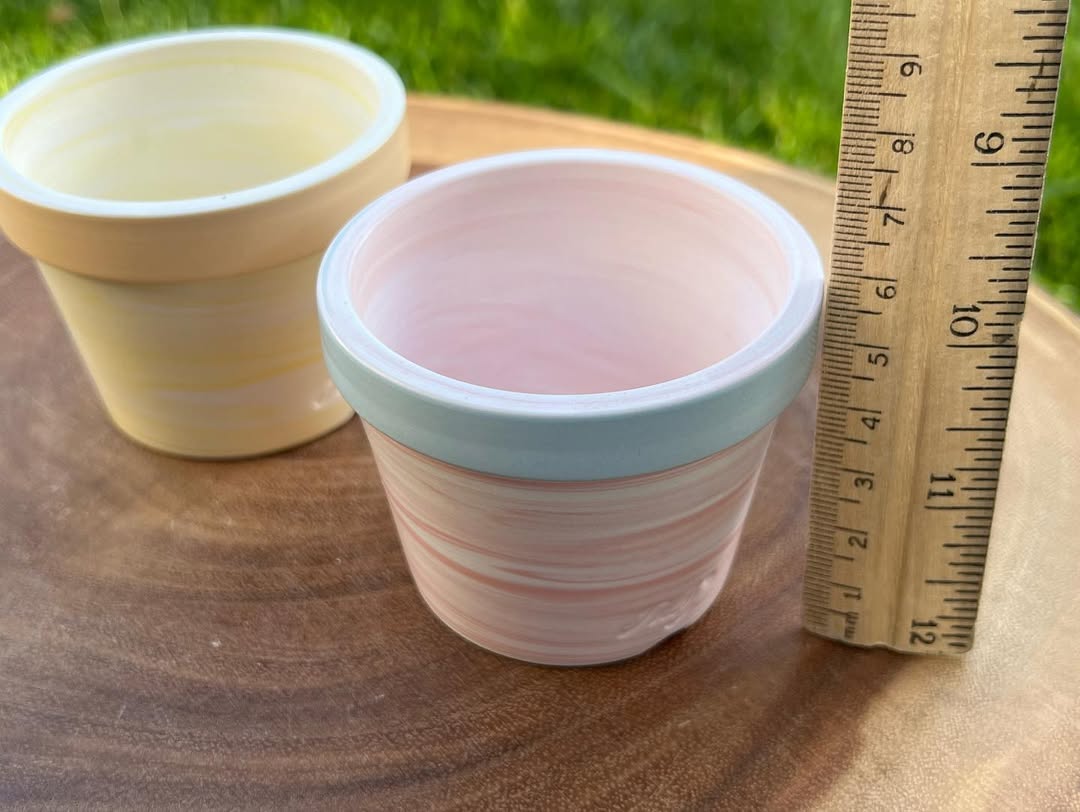 July Classic Pastel Marbled Swirl Mini Planter