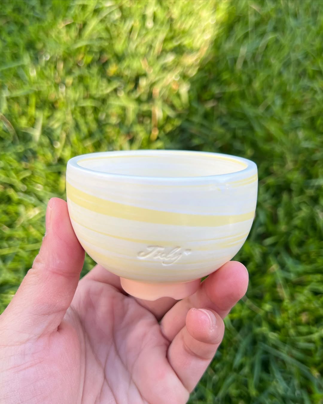 July Classic Lemon Stripe Swirl Cup Shape Mini Planter