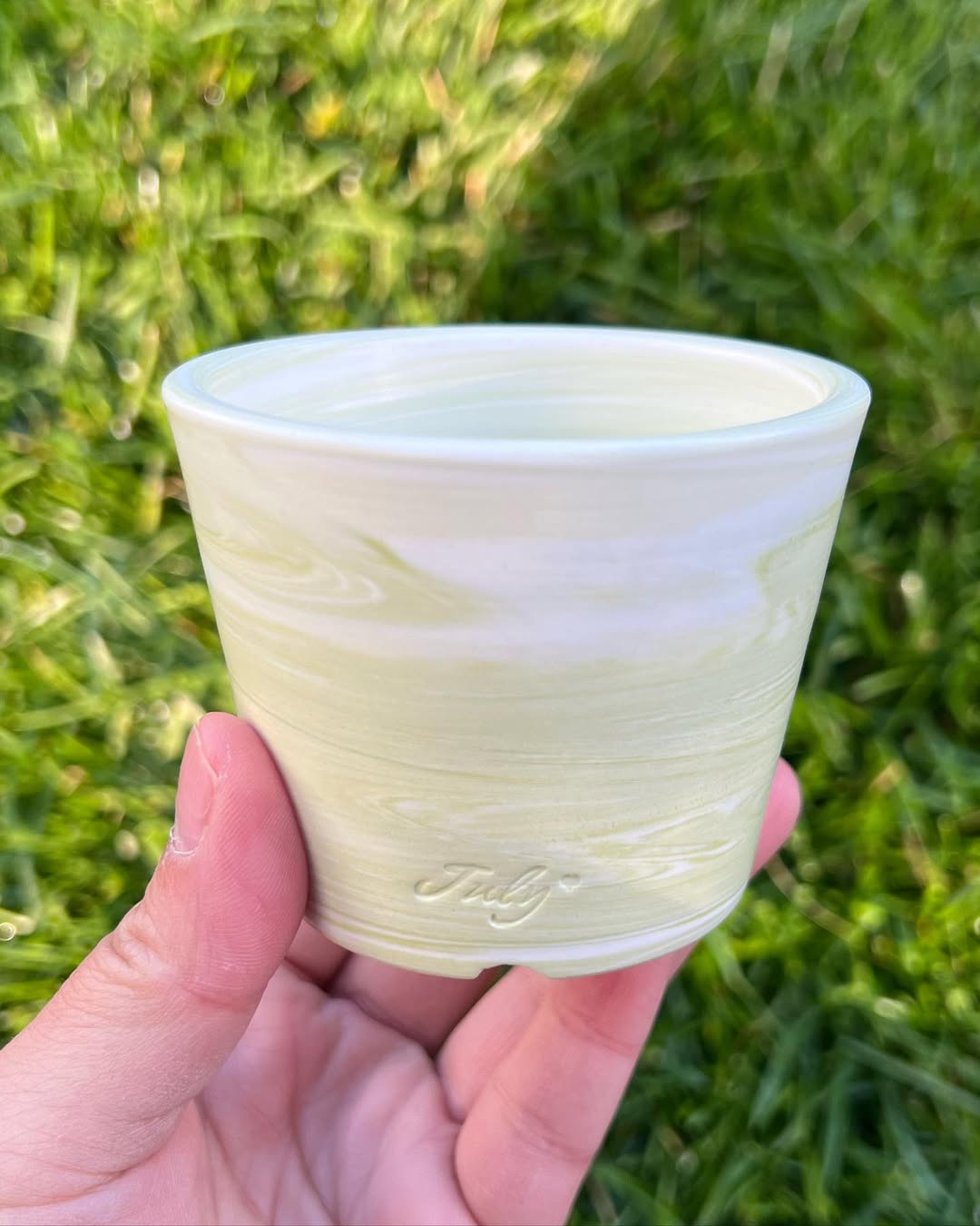 July Classic Creamy Green Tea Swirl Mini Planter