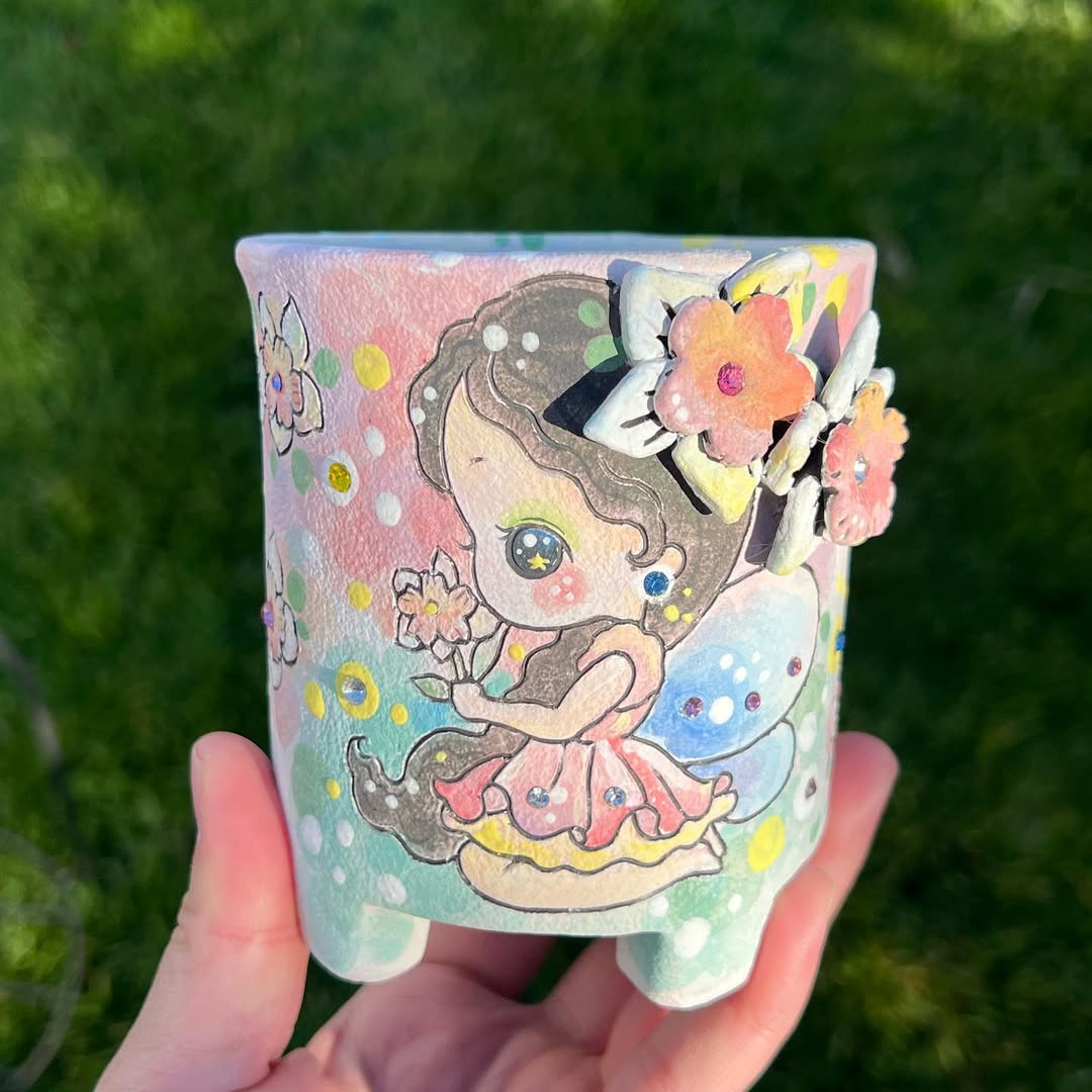 Brunette Flower Fairy Planter