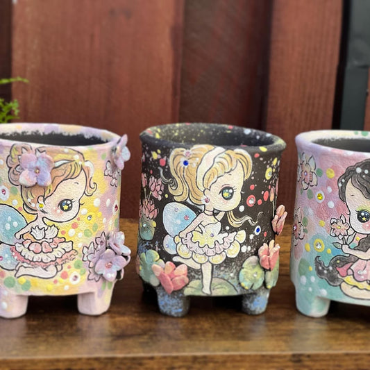 Brunette Flower Fairy Planter