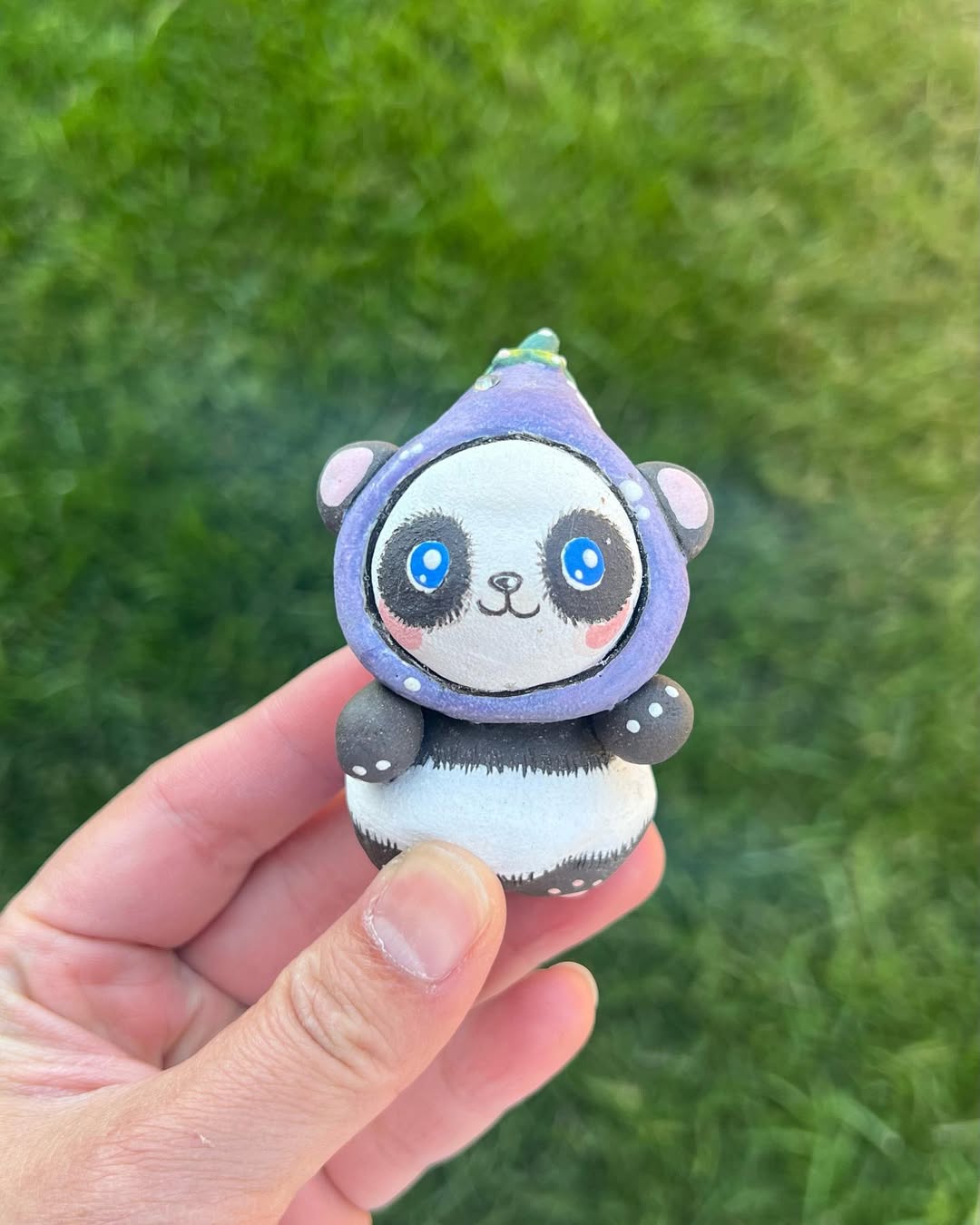 Panda Figurines - Eggplant