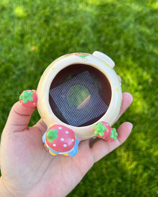 Strawberry Blue Penguin Planter