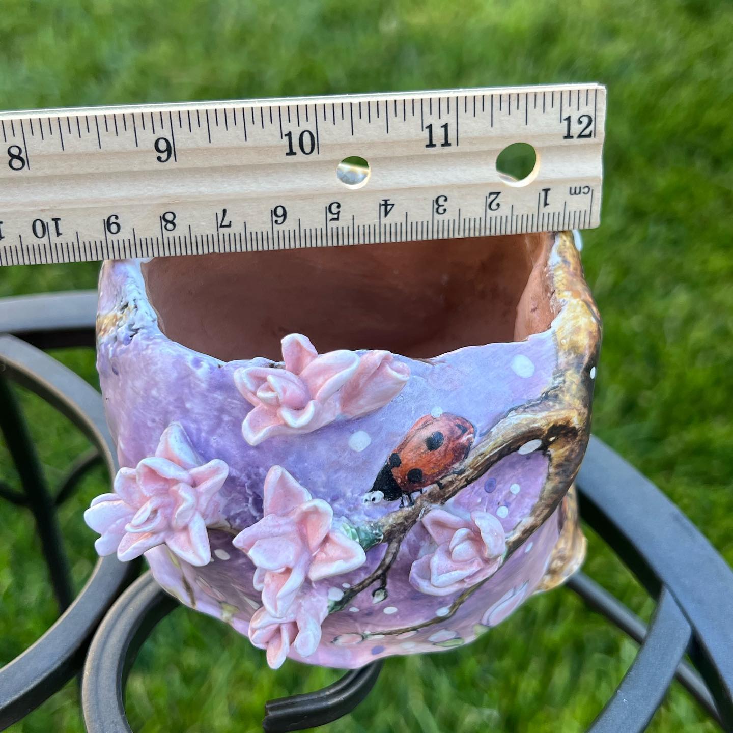 Lavender Pink Saucer Magnolia Tree with Lady Bugs Planter