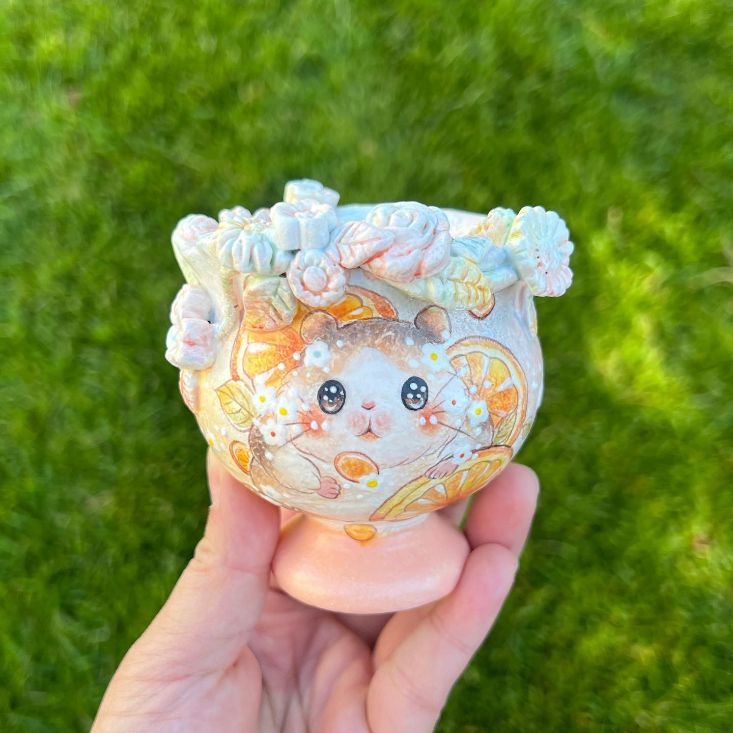 Guinea Pig Orange Fruit Punch With Flowers Planter