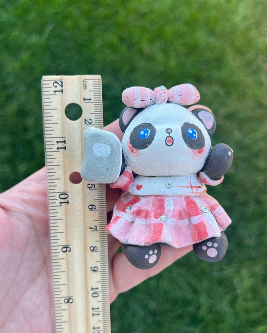 Panda Figurines - Pink Dress With Book