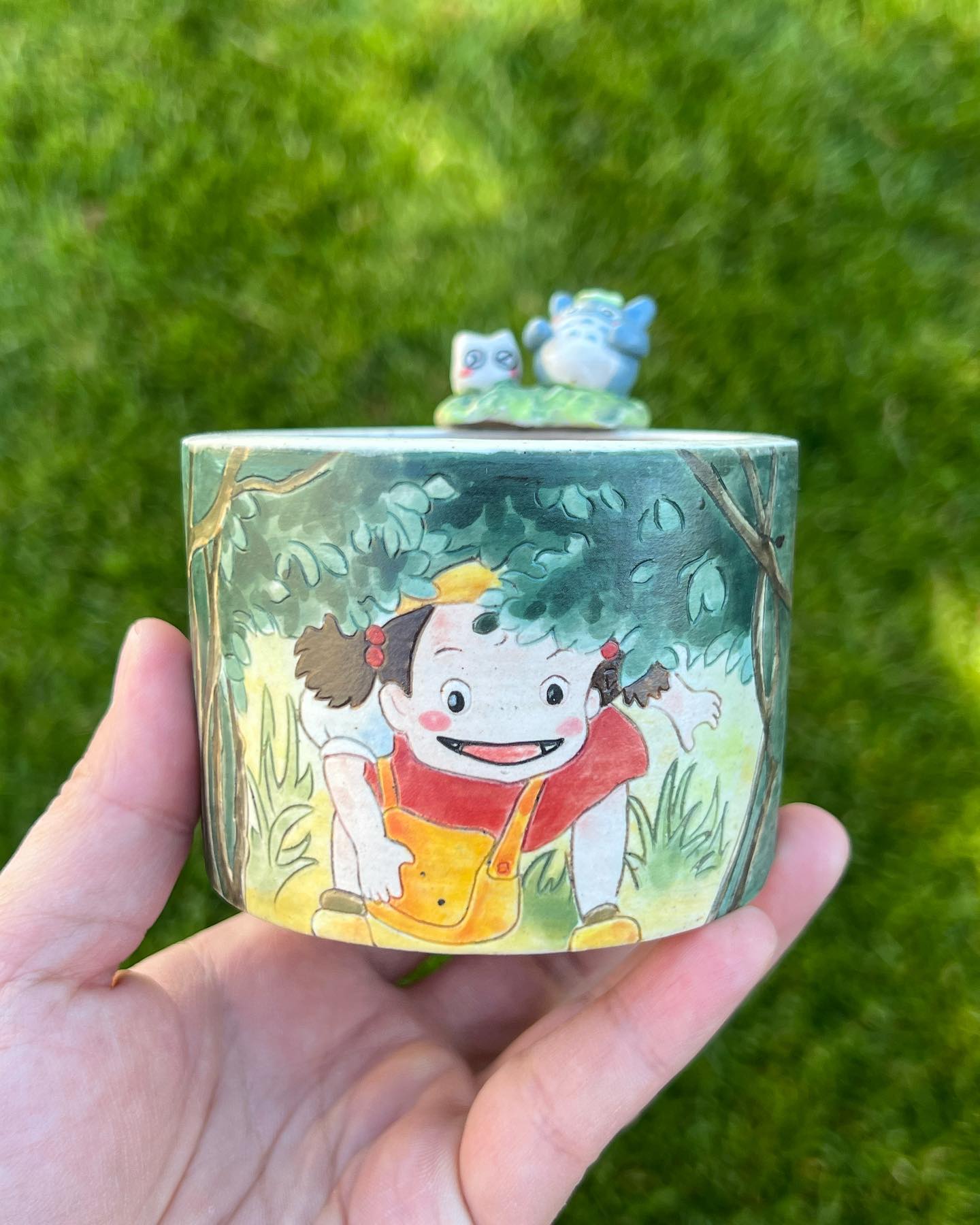 Totoro With Little Sister In The Forest Planter