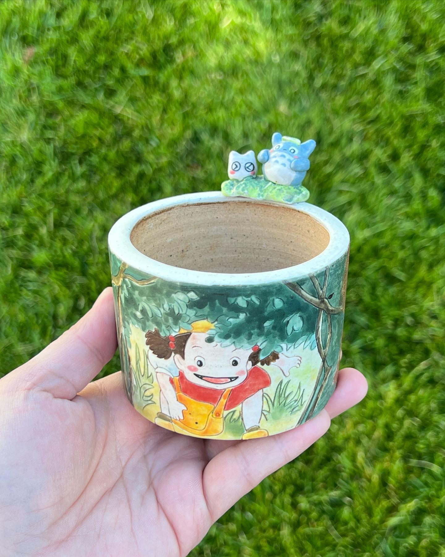 Totoro With Little Sister In The Forest Planter