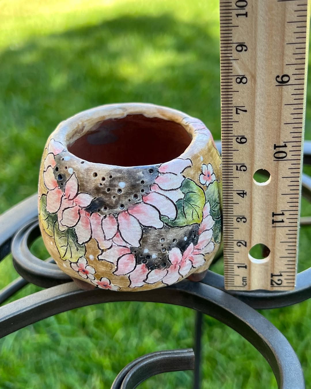 Vintage Style Mustard Pink Sunflower Planter