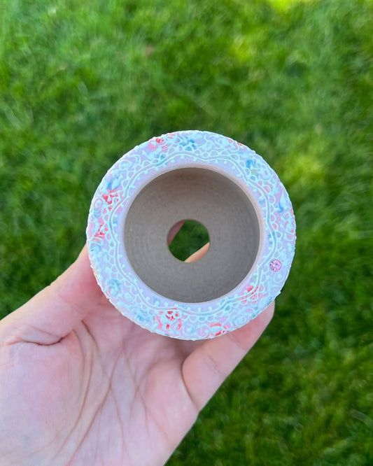 Pink Roses with Lace Decor Planter