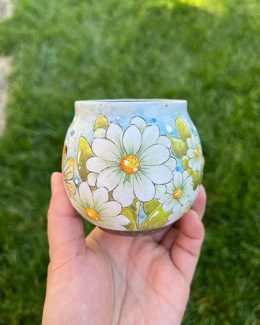 Fairy Cat and White Daisy Planter