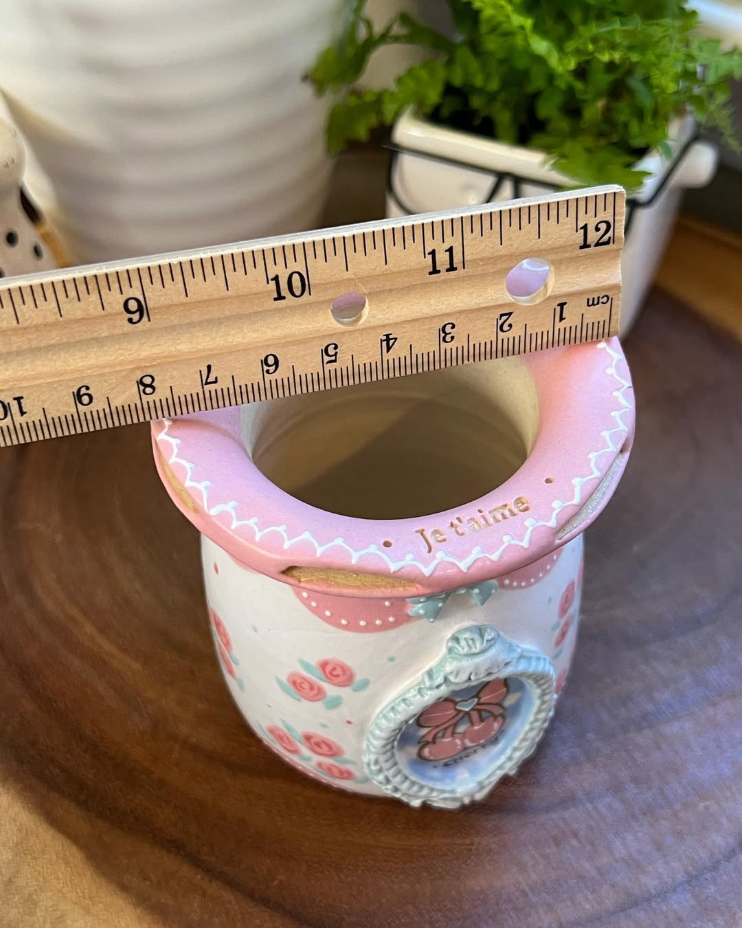 Vintage Pink Rose Cherry Planter
