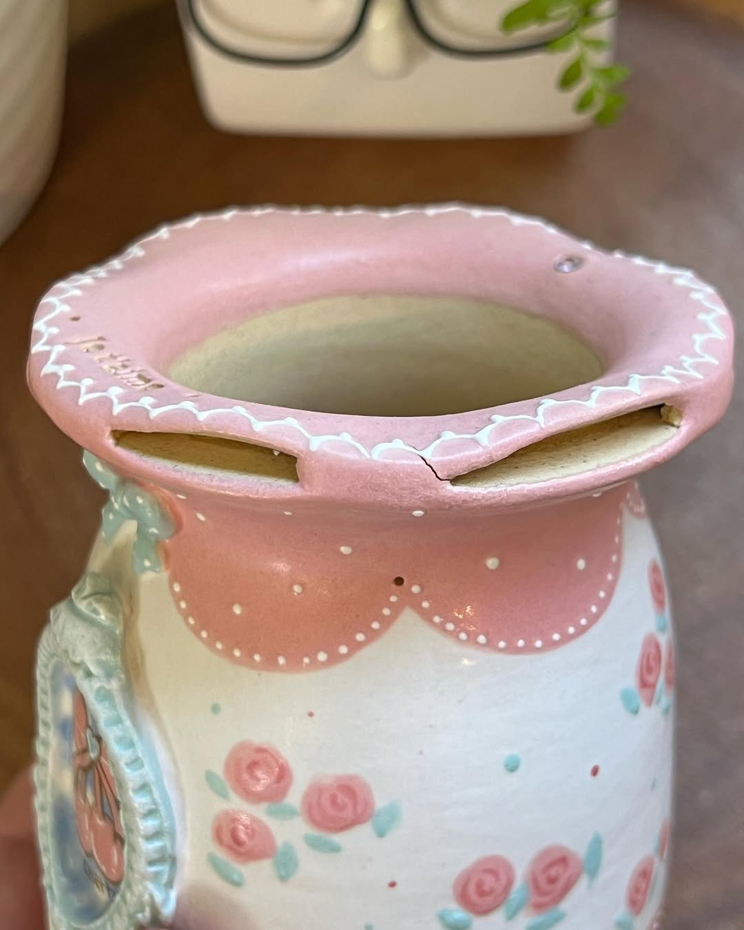 Vintage Pink Rose Cherry Planter