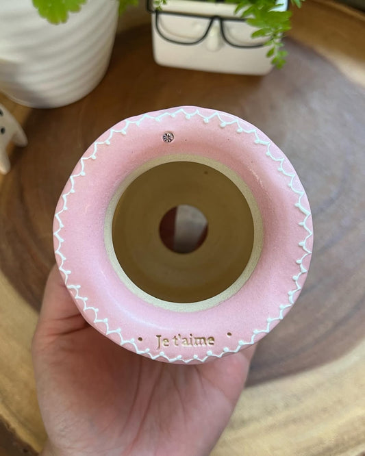 Vintage Pink Rose Cherry Planter