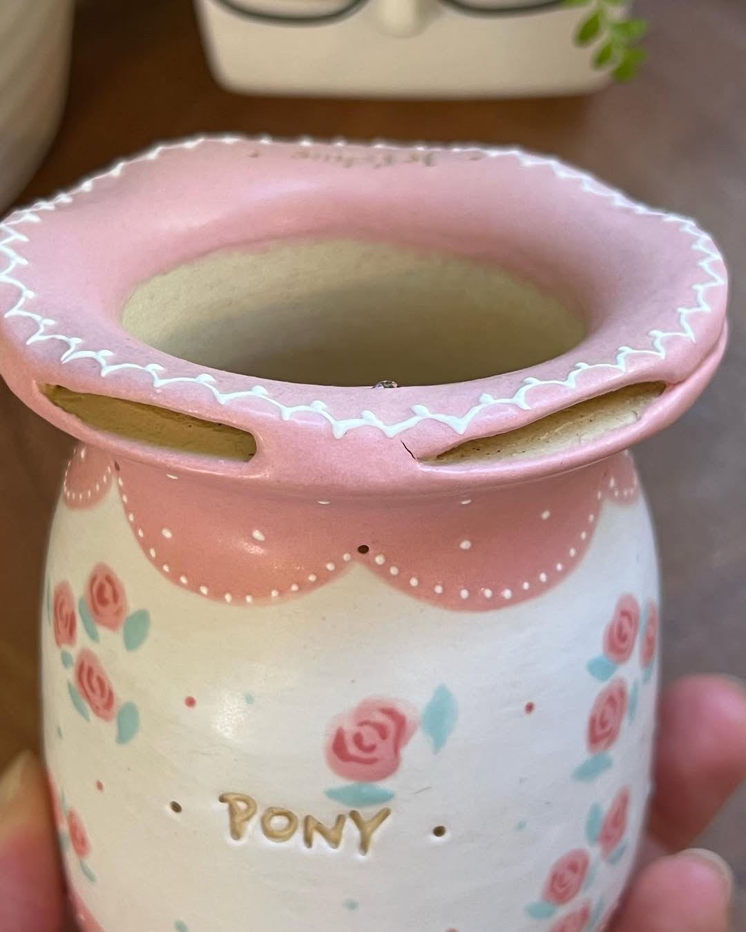 Vintage Pink Rose Cherry Planter