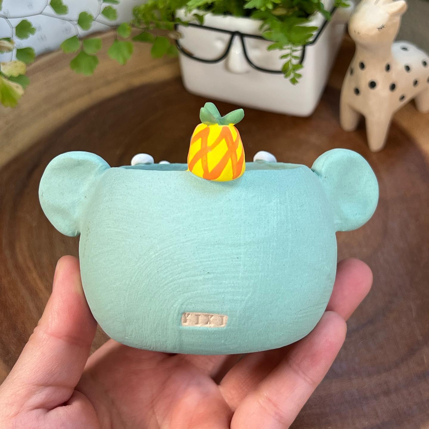 Teal Elephant in Disguise- Cat Series Planter