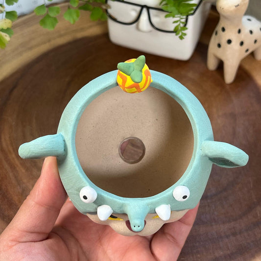 Teal Elephant in Disguise- Cat Series Planter