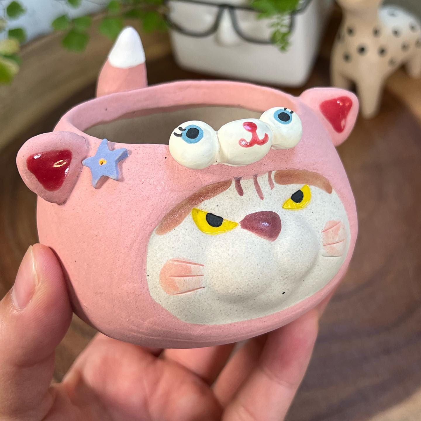 Pink Cat in Disguise- Cat Series Planter