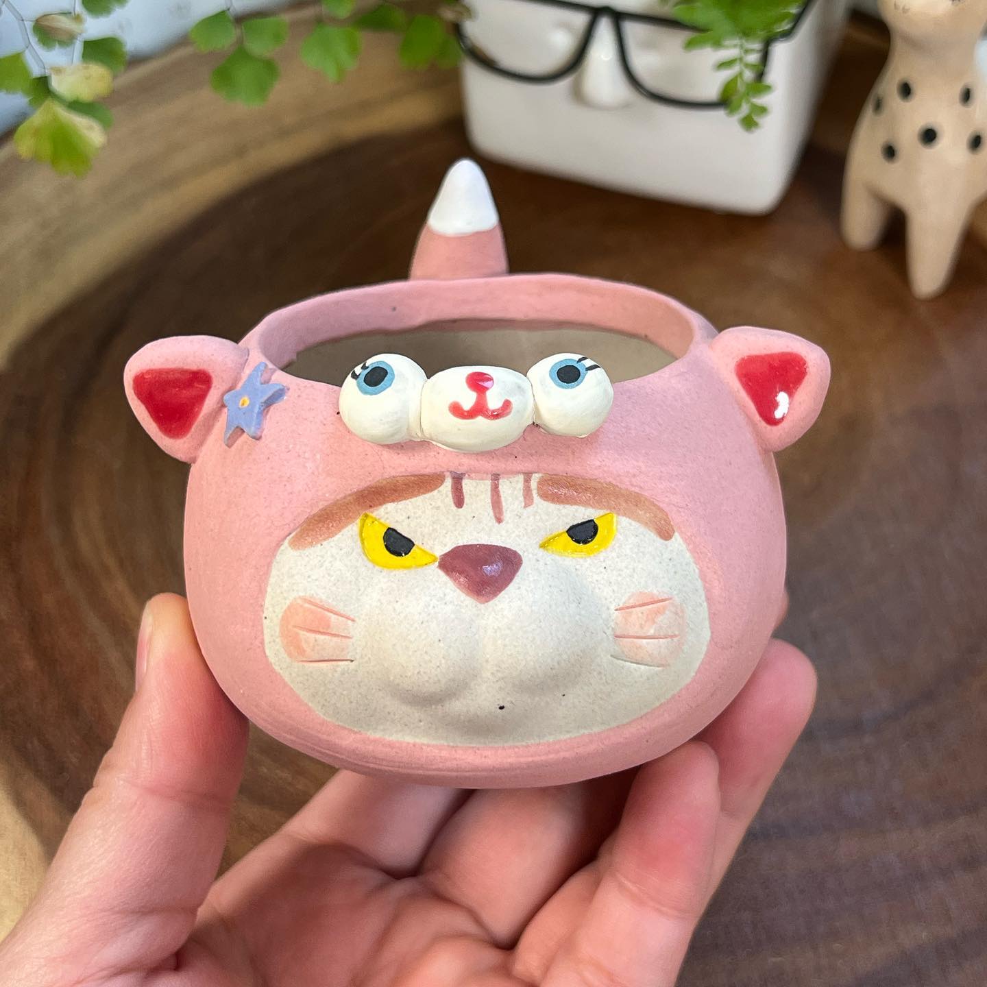 Pink Cat in Disguise- Cat Series Planter