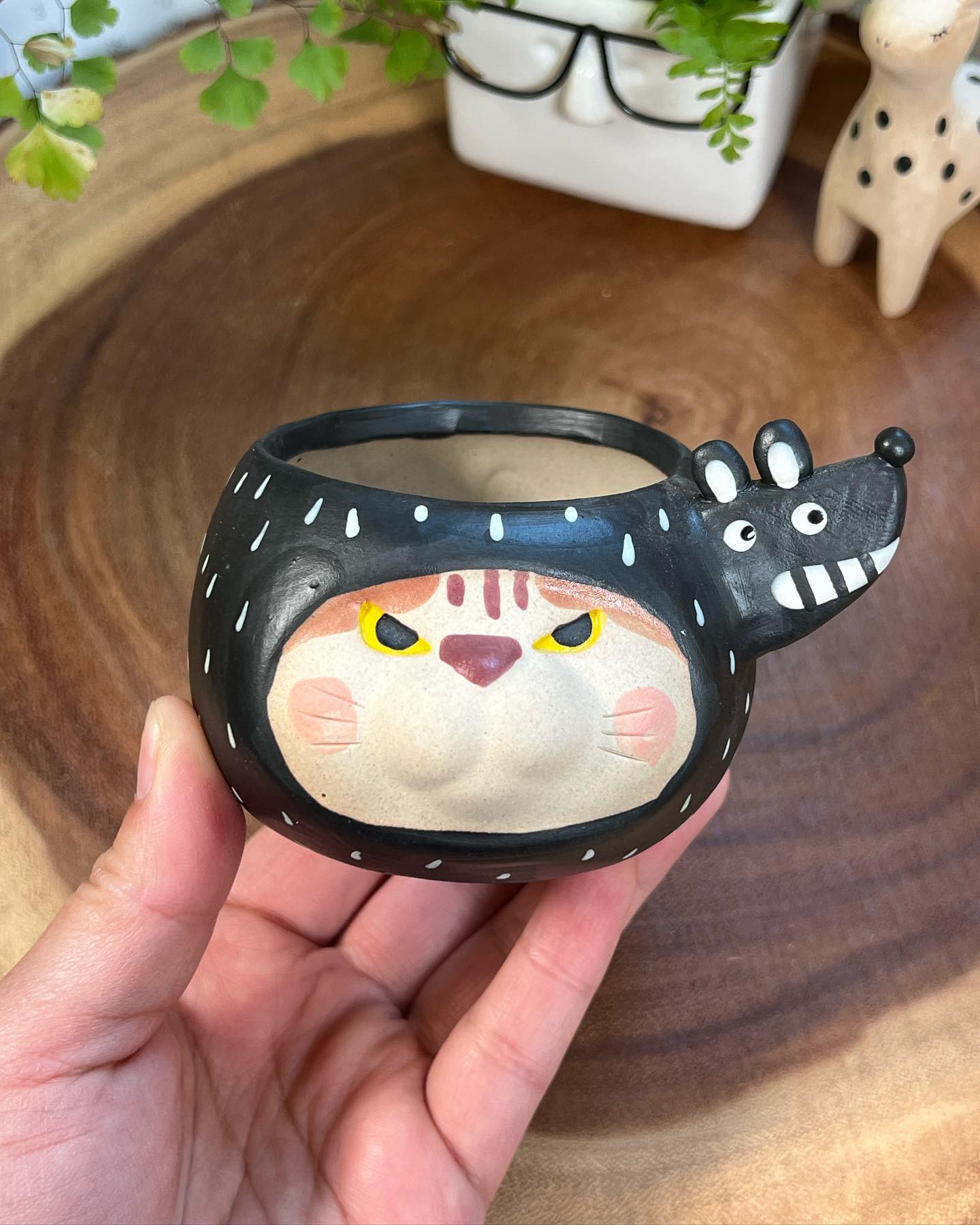 Black Dog in Disguise- Cat Series Planter