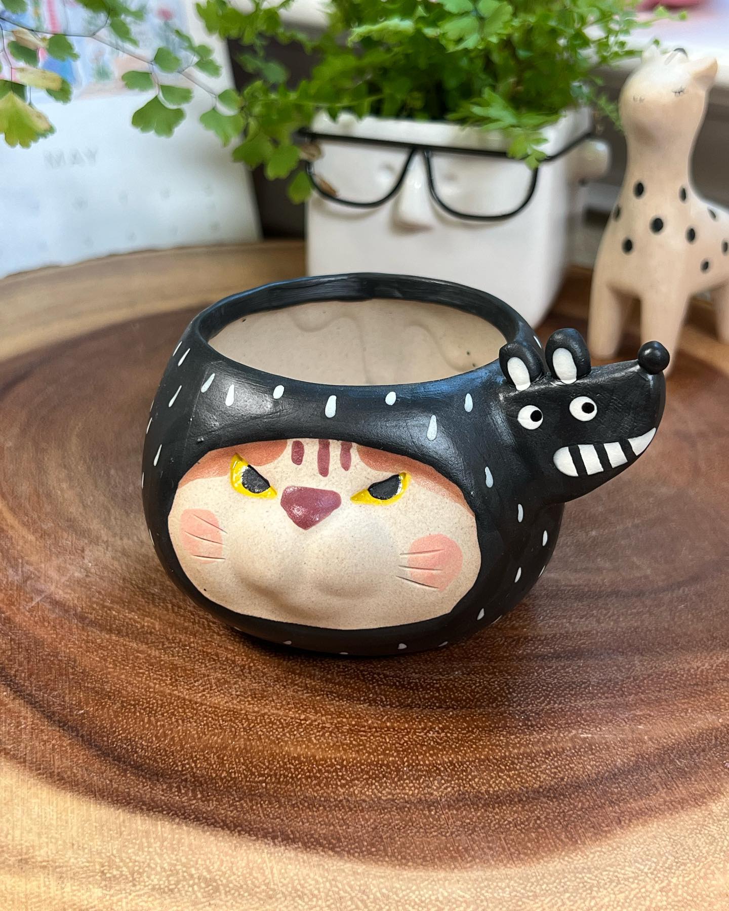 Black Dog in Disguise- Cat Series Planter