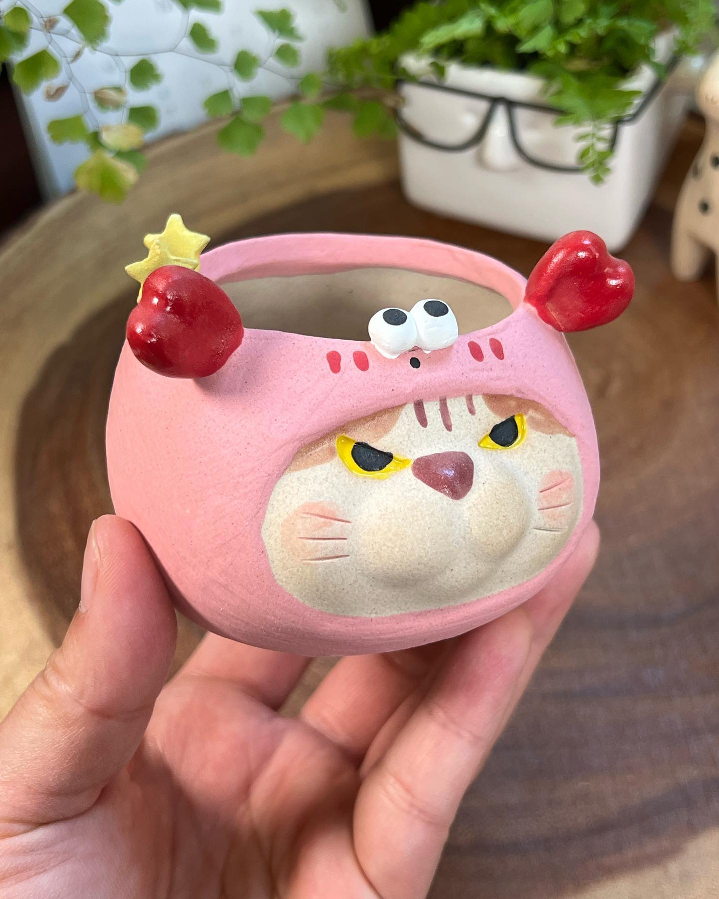 Pink Cancers in Disguise- Cat Series Planter