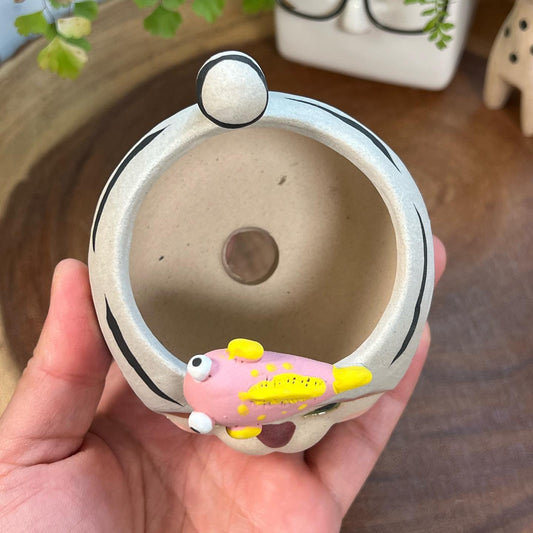 Grey Stripe Fish in Disguise- Cat Series Planter