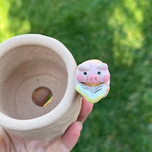 Piggy Reading a Book Planter