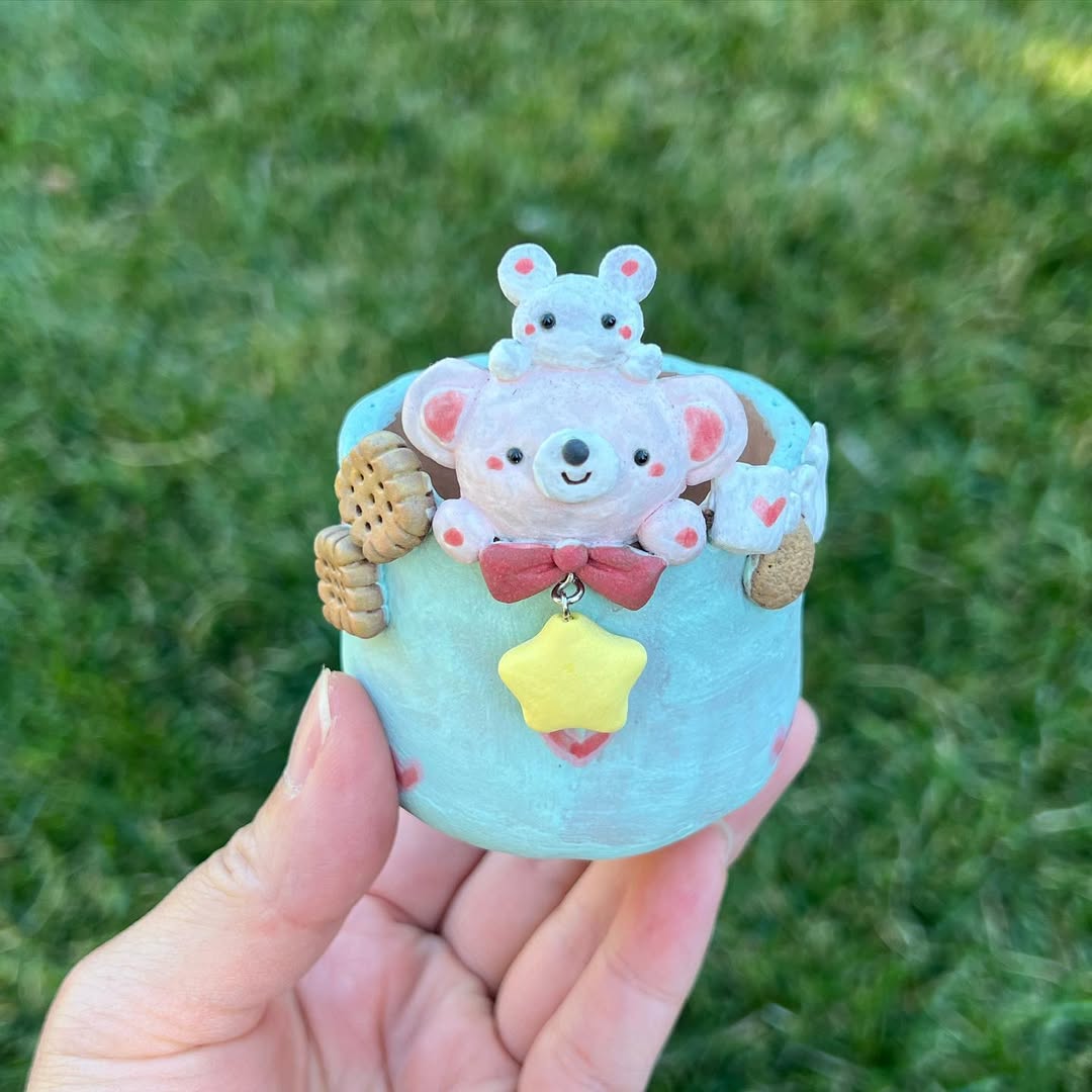 Baby Bear Friend with Star Charm Planter