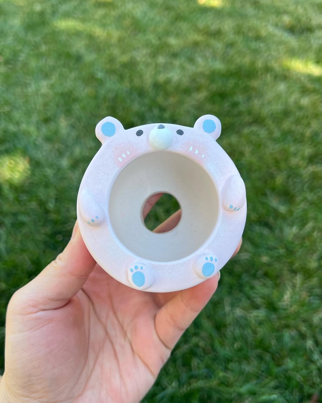 Pink Cute Bear Round Planter