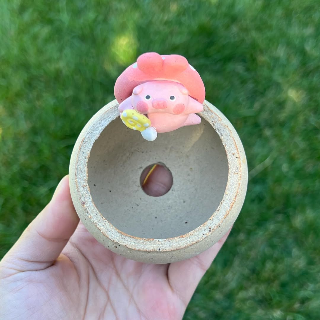 Pink Bunny Beanbag Ducky With Lollipop Planter