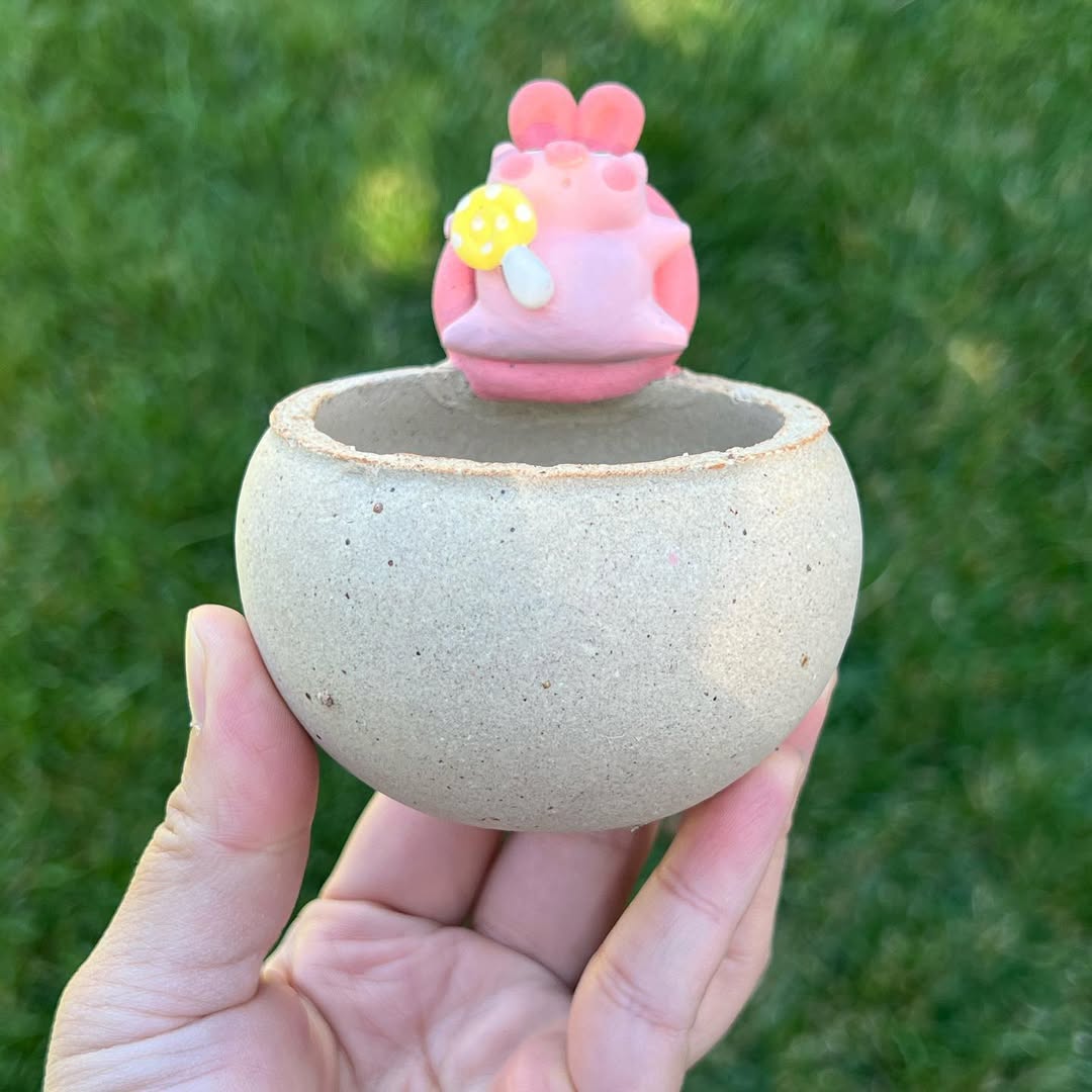 Pink Bunny Beanbag Ducky With Lollipop Planter