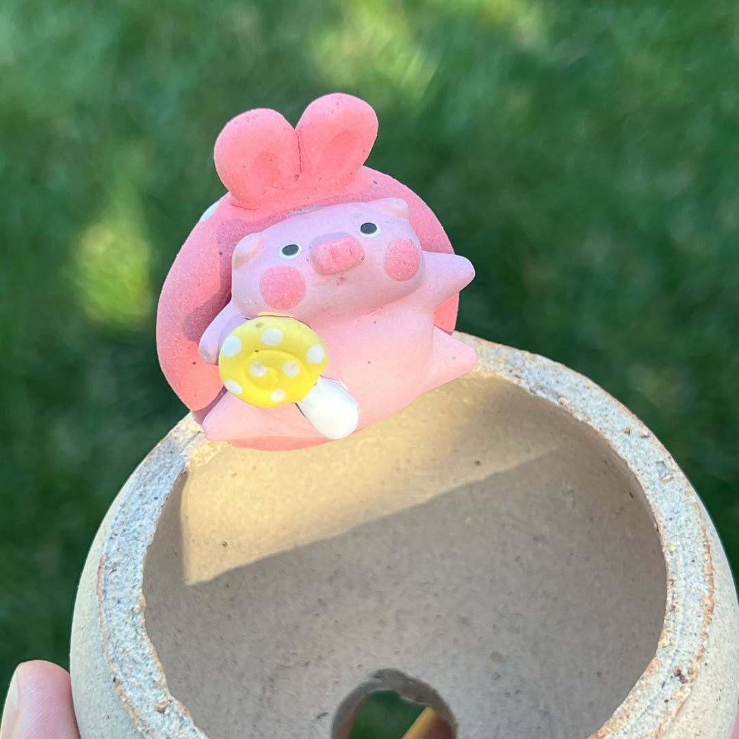 Pink Bunny Beanbag Ducky With Lollipop Planter