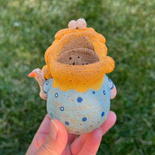 Piggy Boy With Goose Friend Planter