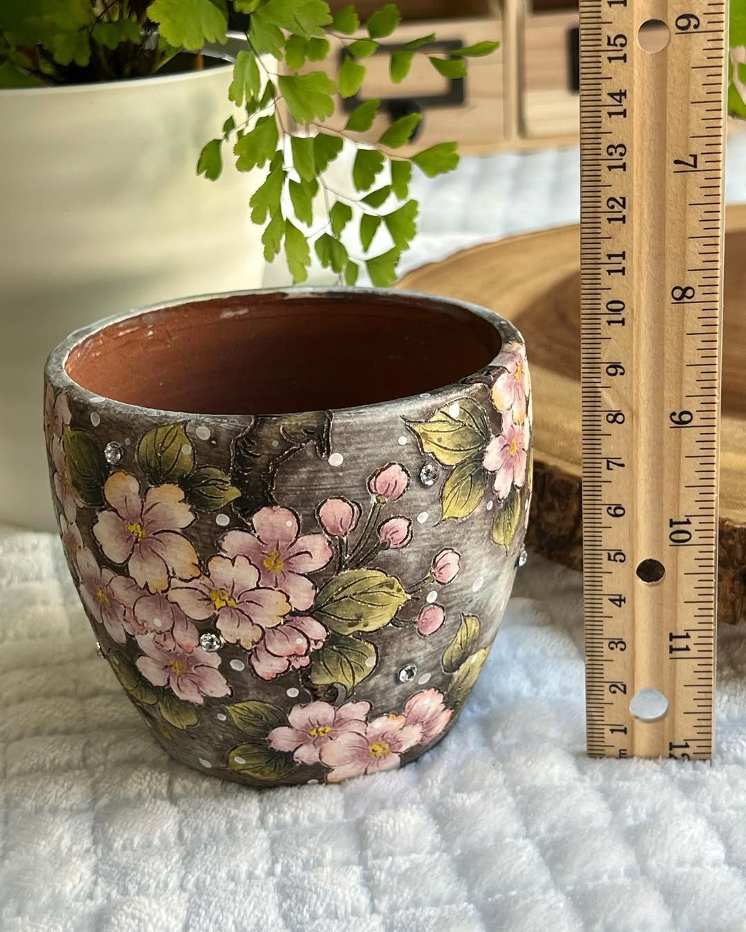 Hand-Painted Spring Sakura Blossom Mid Size Planter