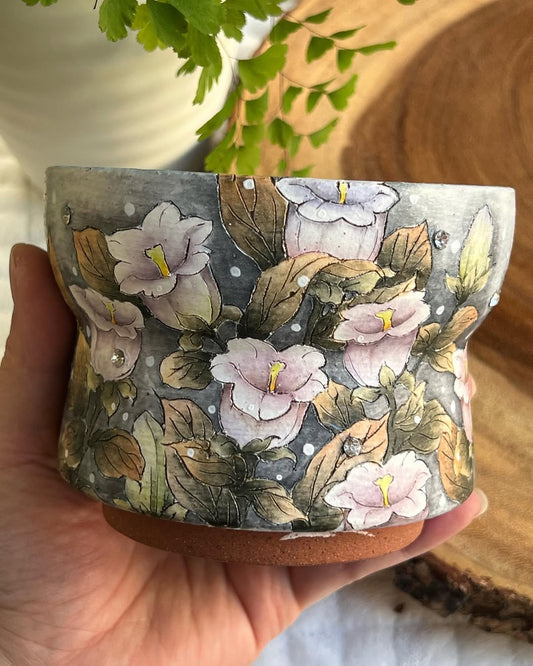 Hand-Painted Vintage Wildflower Garden Planter