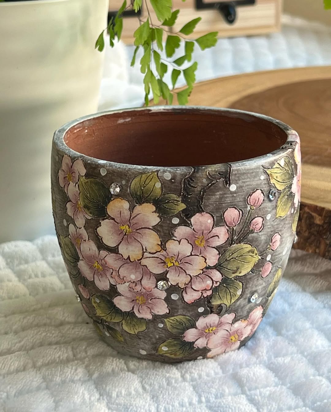Hand-Painted Spring Sakura Blossom Mid Size Planter