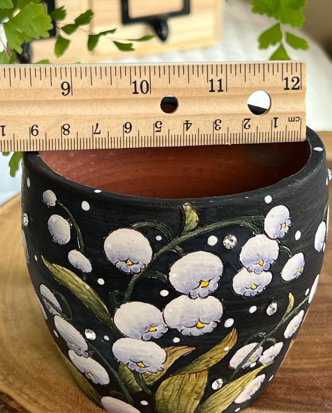 Hand-Painted Midnight Lily Of The Valley Mid Size Planter