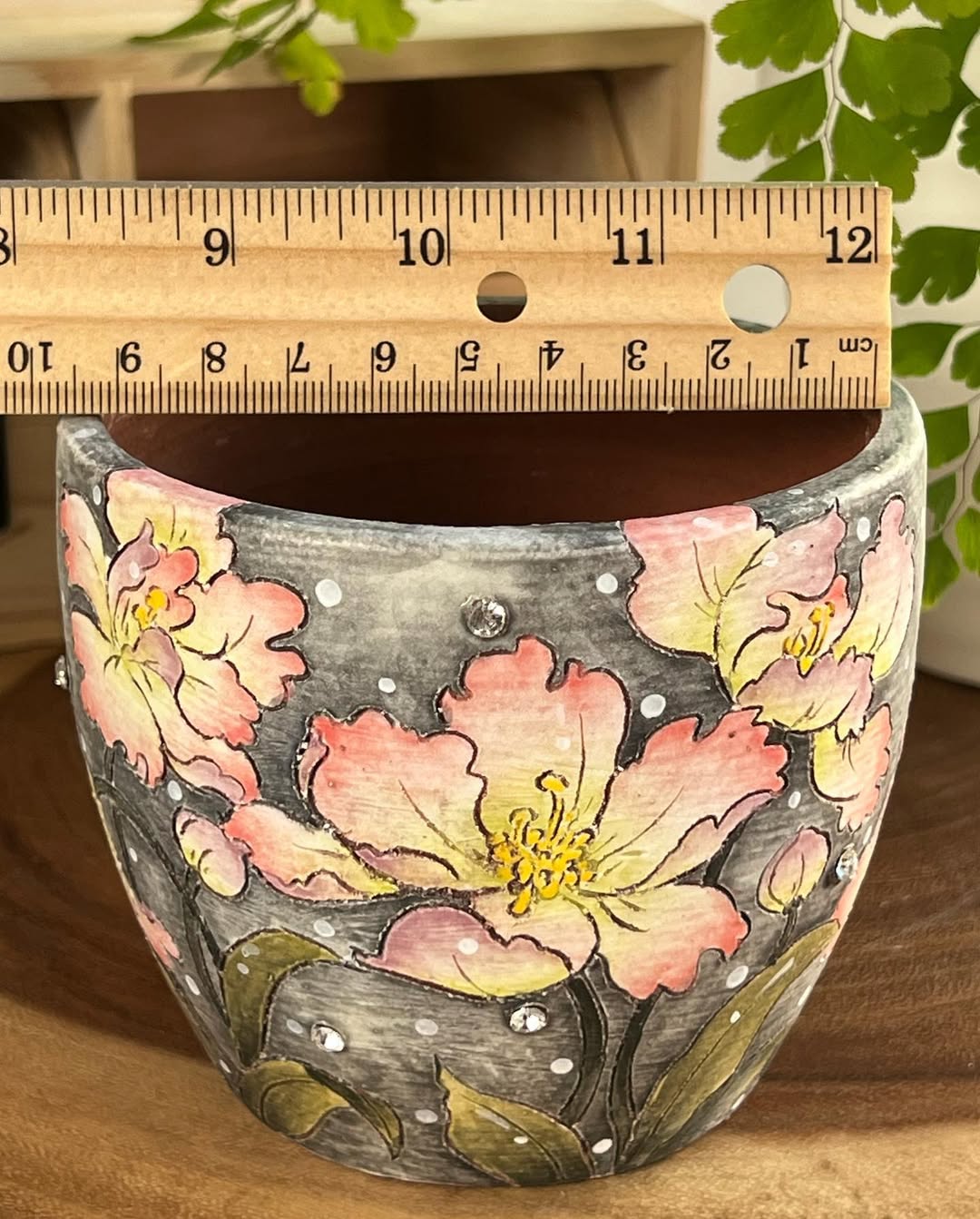 Hand-Painted Moonlit Floral Planter