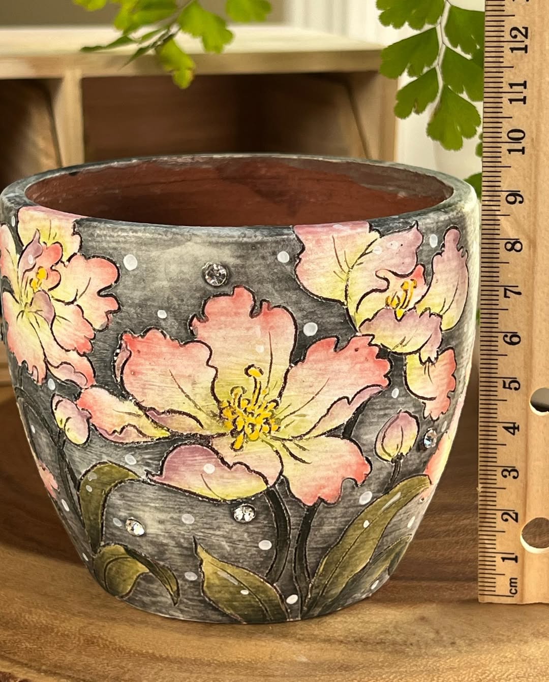 Hand-Painted Moonlit Floral Planter