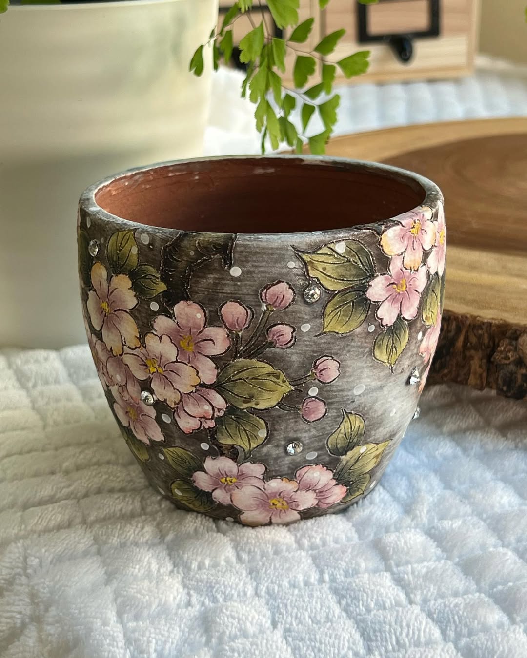Hand-Painted Spring Sakura Blossom Mid Size Planter