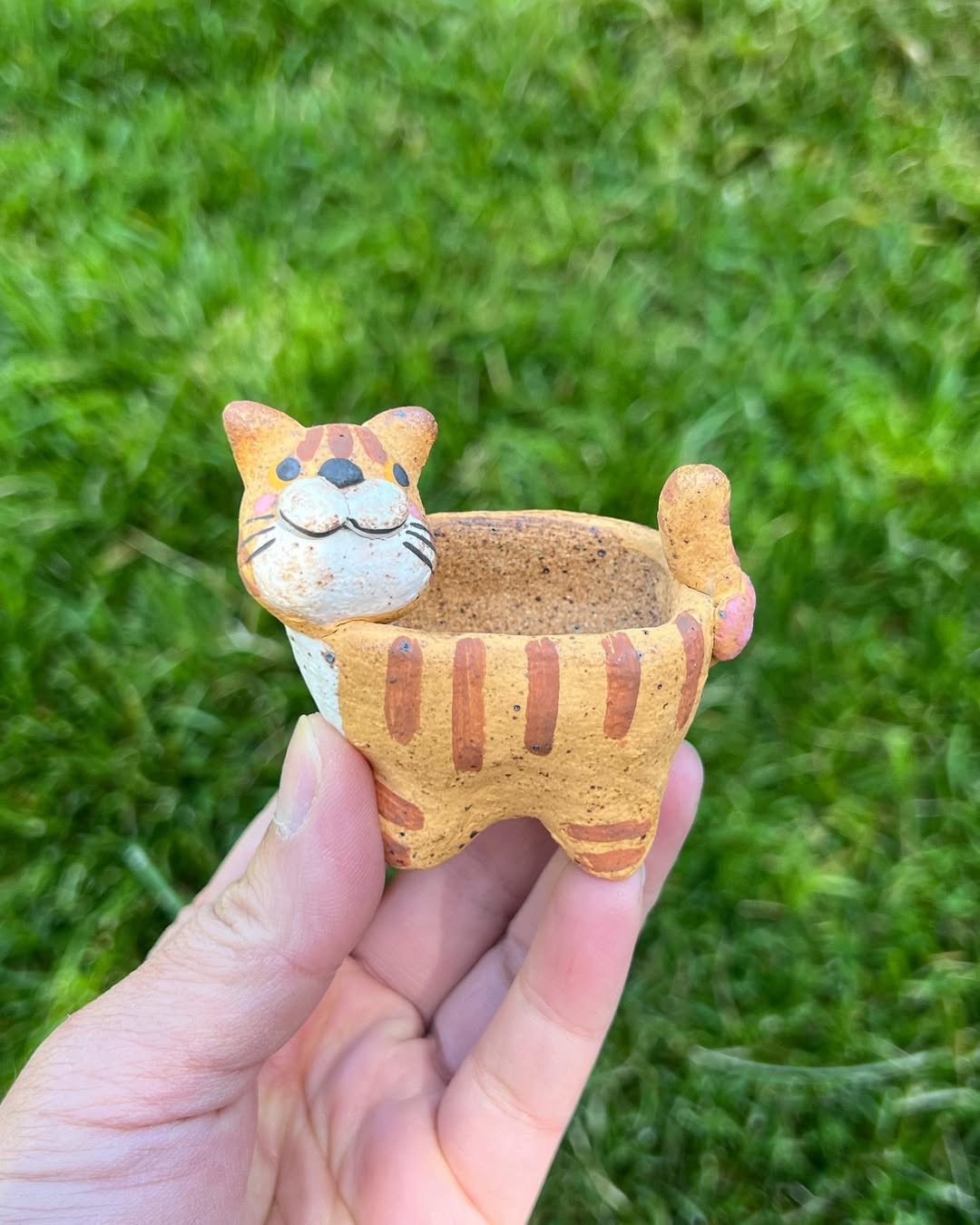Orange Tabby Cat Mini Planter