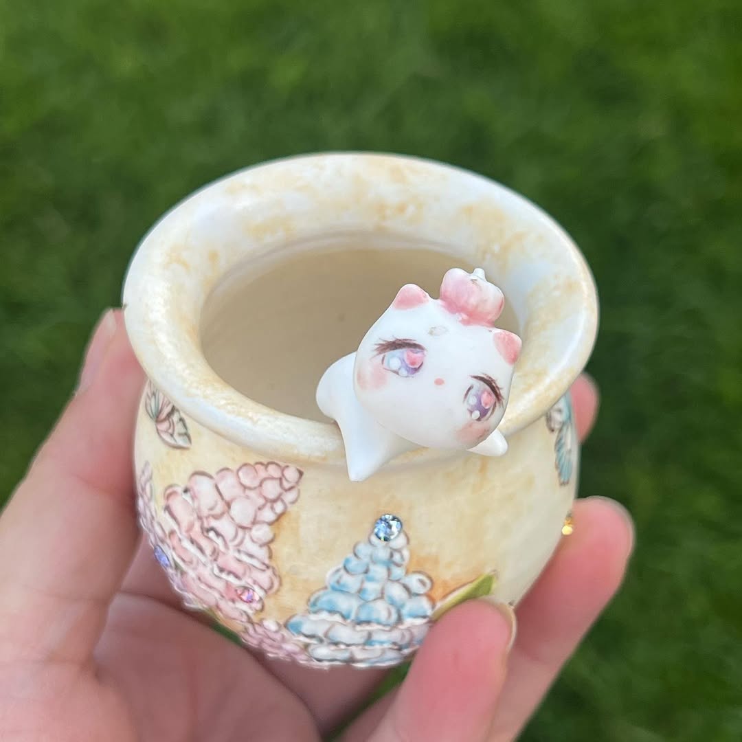 Kitty in Blooming Lupine Wonderland Planter