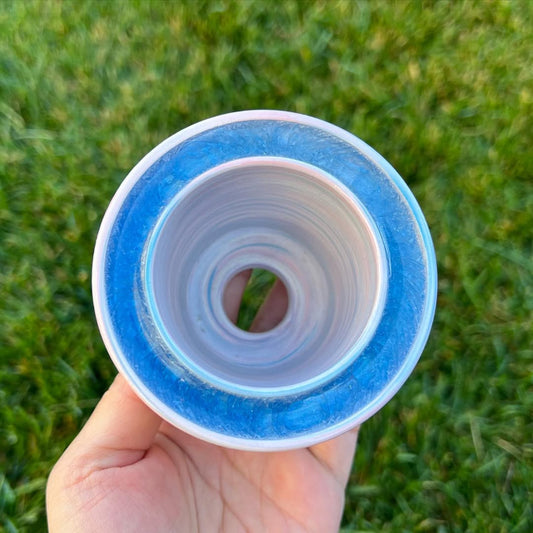 July Glass Art Ocean Blue with Subtle Swirl Planter